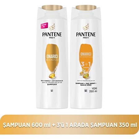 Pantene Pro-V Onarıcı ve Koruyucu 600 ml Şampuan + 350 ml 3’ü 1 arada Şampuan